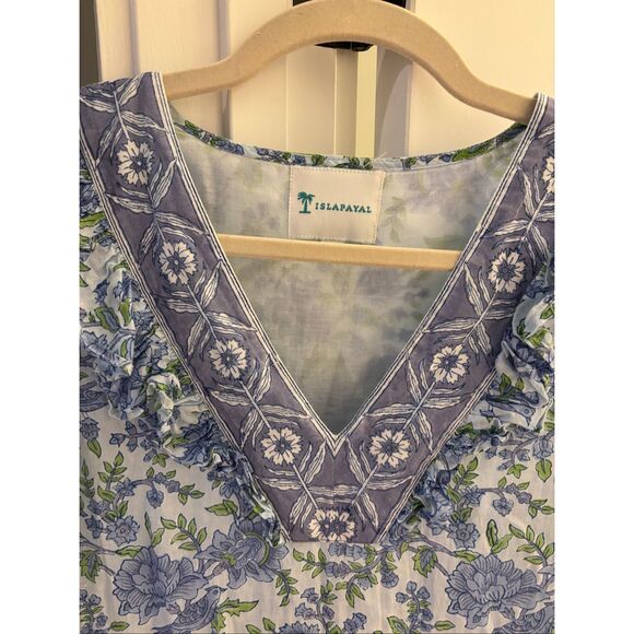 NWOT ISLA PAYAL Cornwall Maxi - Mughal Garden Blue, $218 XS no belt - Picture 3 of 10